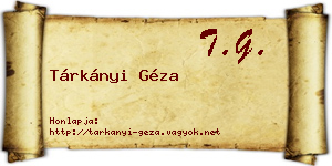 Tárkányi Géza névjegykártya